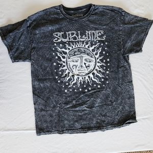 Sublime Classic Sun Black Acid Wash Tee Shirt Size XL